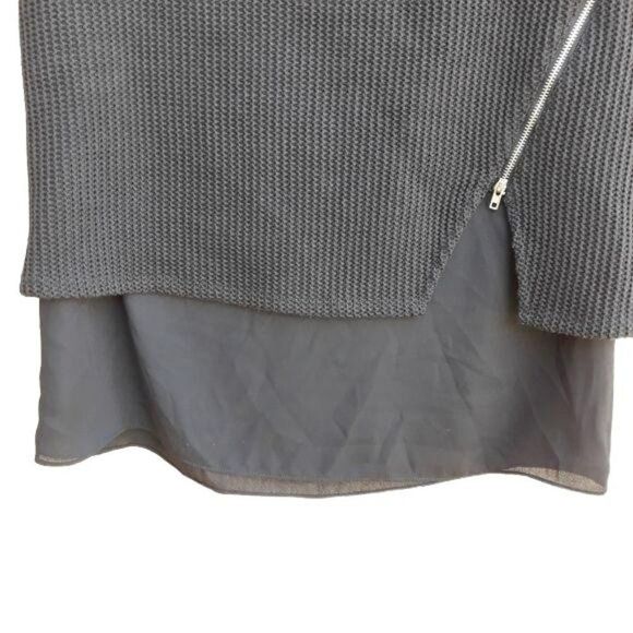 Pixley Top Edgy Lagenlook Layered Waffle Knit Tank Zipper Detailing Black Sz S - Picture 8 of 11